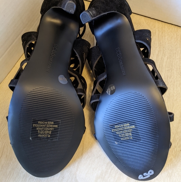 BCBGeneration Black Suede Stiletto Heels with Intricate Cut-Out Design 8.5 - Picture 8 of 11